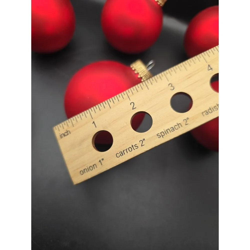 Krebs 6 Glass Ball Christmas Ornaments Color Red Vintage
